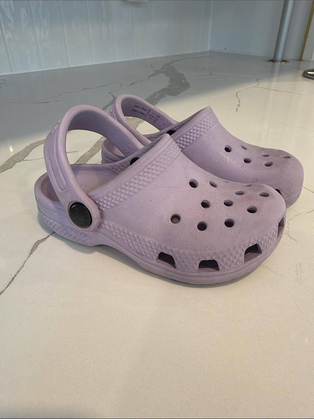 CROCS Kids Lavender Classic Clogs with Heel Strap